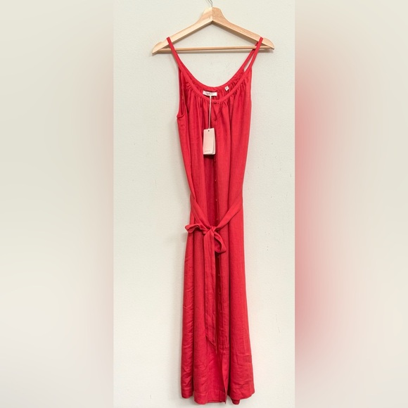 NWT DÔEN Nevita Linen Midi Dress in Scarlett Size L - Picture 6 of 16